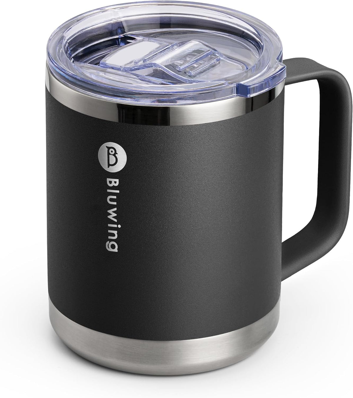 Insulated Coffee Mug with Lid, 12 oz Travel Coffee mug with handle Double Wall Stainless Steel Travel Tumbler Cup, Spill Proof (Purple)
