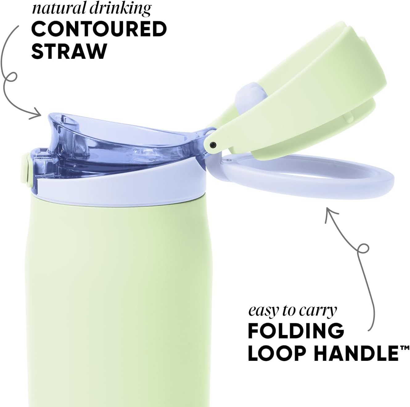 Water Bottle with Straw & Handle | 30oz | Blue | Mesa Loop Insulated Water Bottle for School, Sports, Travel | Leak Proof, Stainless Steel | Deep Dune - Colors A
