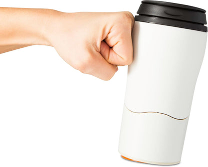 Plastic Travel Mug, No Spill Double Wall Tumbler, Cold/Hot, Cup-Holder Friendly, Dishwasher Safe, (Gray, 12oz)