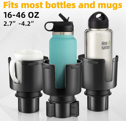 Car Cup Holder Expander with Adjustable Base, Fits Bottles 16-46 OZ