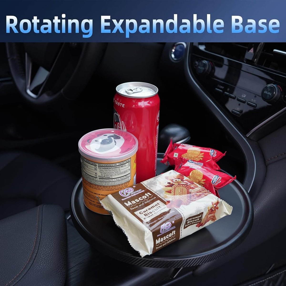 Cup Holder Car Tray, Car Cup Holder Tray Table for Snak Dining & Work, Universal Swivel Arm fit for Most Vehicles (Plastic)