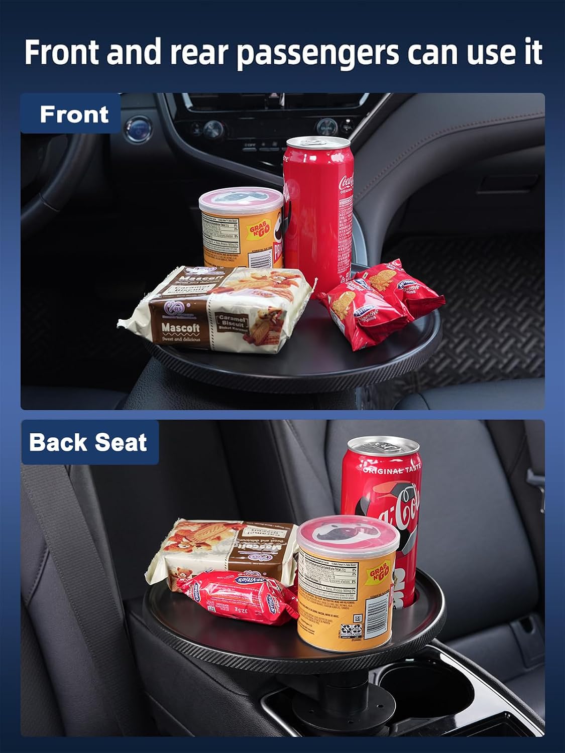 Cup Holder Car Tray, Car Cup Holder Tray Table for Snak Dining & Work, Universal Swivel Arm fit for Most Vehicles (Plastic)
