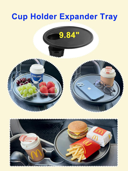 Cup Holder Car Tray, Car Cup Holder Tray Table for Snak Dining & Work, Universal Swivel Arm fit for Most Vehicles (Plastic)