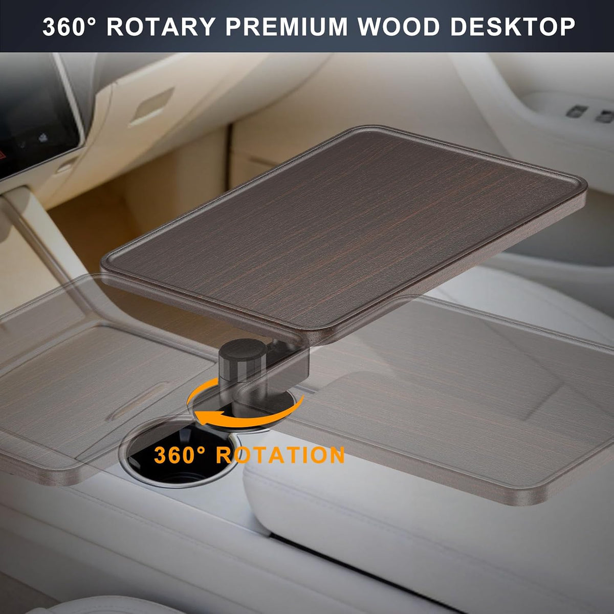 Cup Holder Car Tray, Car Cup Holder Tray Table for Snak Dining & Work, Universal Swivel Arm fit for Most Vehicles (Plastic)
