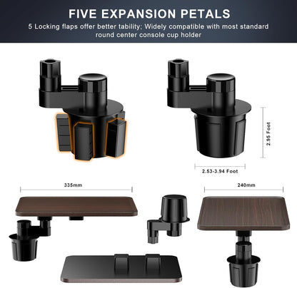 Cup Holder Car Tray, Car Cup Holder Tray Table for Snak Dining & Work, Universal Swivel Arm fit for Most Vehicles (Plastic)