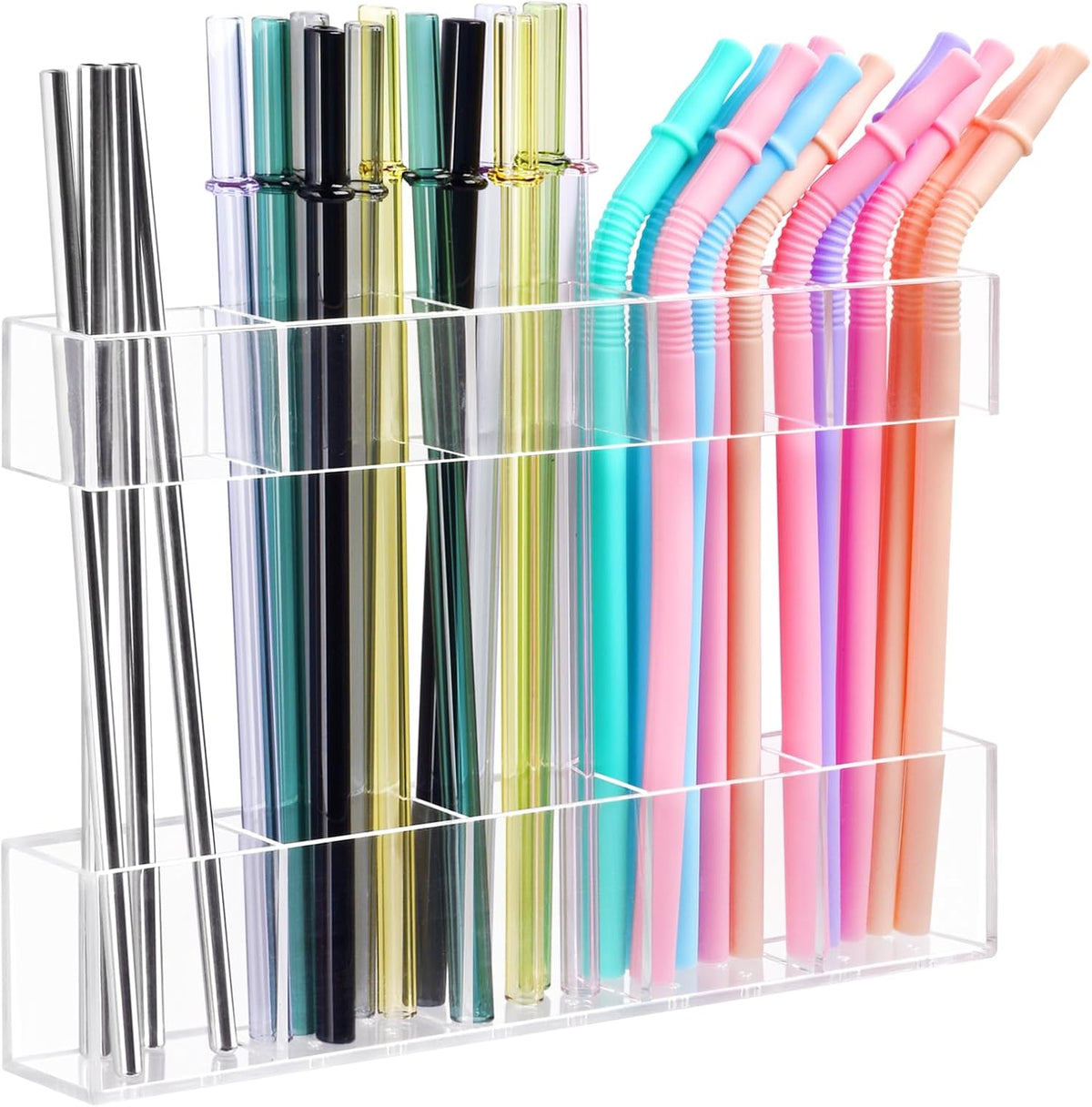 Adhesive Straw Holder for Cabinet Door, Inside Cabinet Straw Organizer
