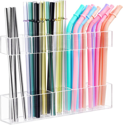 Adhesive Straw Holder for Cabinet Door, Inside Cabinet Straw Organizer