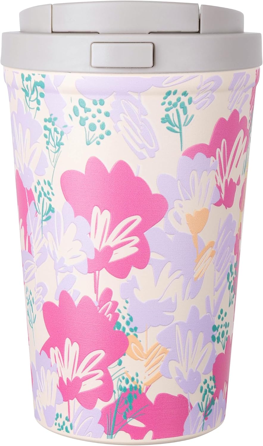 13oz Insulated Travel Coffee Mug, Hot & Iced Coffee Cups with Lids, White | 100% Leak Proof, Stainless Steel Vacuum Insulated, Cup holder Friendly, One-Touch Open, To Go, Reusable, Coffee Tumbler