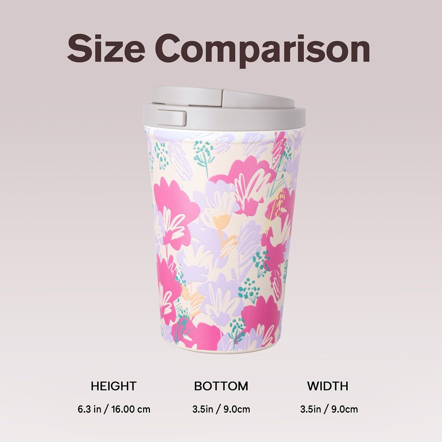13oz Insulated Travel Coffee Mug, Hot & Iced Coffee Cups with Lids, White | 100% Leak Proof, Stainless Steel Vacuum Insulated, Cup holder Friendly, One-Touch Open, To Go, Reusable, Coffee Tumbler