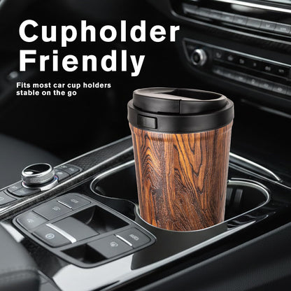 13oz Insulated Travel Coffee Mug, Hot & Iced Coffee Cups with Lids, White | 100% Leak Proof, Stainless Steel Vacuum Insulated, Cup holder Friendly, One-Touch Open, To Go, Reusable, Coffee Tumbler