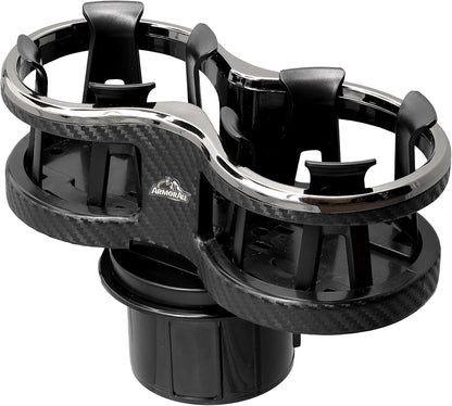 Cupholder 2 in 1 Expander, Turn 1 Cupholder to 2, Dual Drink Holder Expander with Adjustable Expandable Base to Fit Most Cars and Vehicles, Secure Hold with Drink Grips