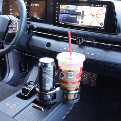 Cupholder 2 in 1 Expander, Turn 1 Cupholder to 2, Dual Drink Holder Expander with Adjustable Expandable Base to Fit Most Cars and Vehicles, Secure Hold with Drink Grips