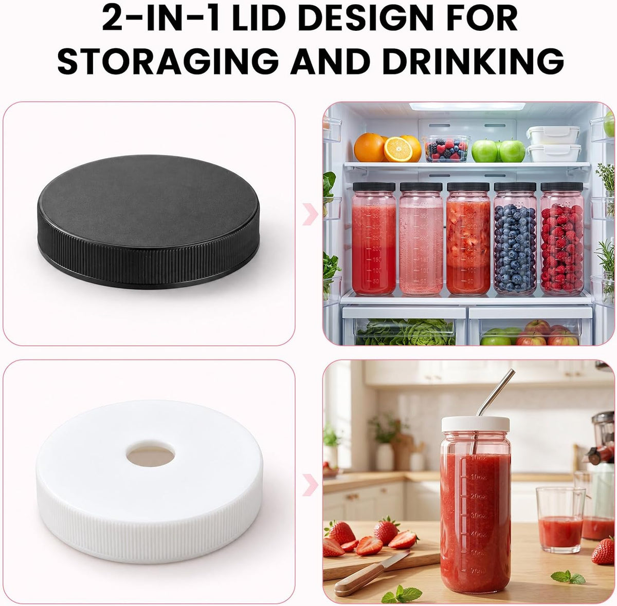 10pack 16oz Glass Juice Bottles with Lids & Straws & Juicing Recipe