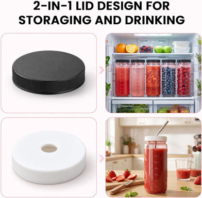 10pack 16oz Glass Juice Bottles with Lids & Straws & Juicing Recipe