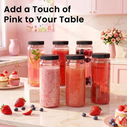 10pack 16oz Glass Juice Bottles with Lids & Straws & Juicing Recipe