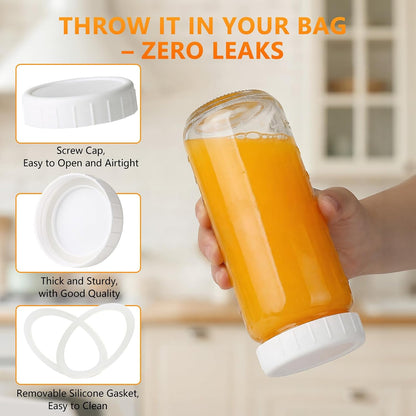 10pack 16oz Glass Juice Bottles with Lids & Straws & Juicing Recipe