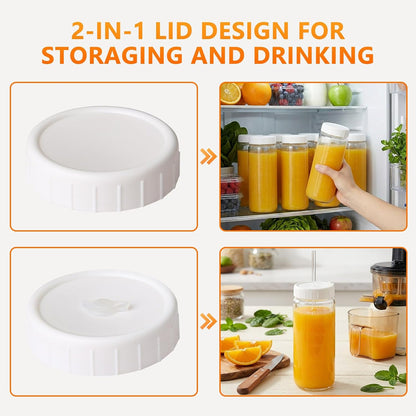 10pack 16oz Glass Juice Bottles with Lids & Straws & Juicing Recipe