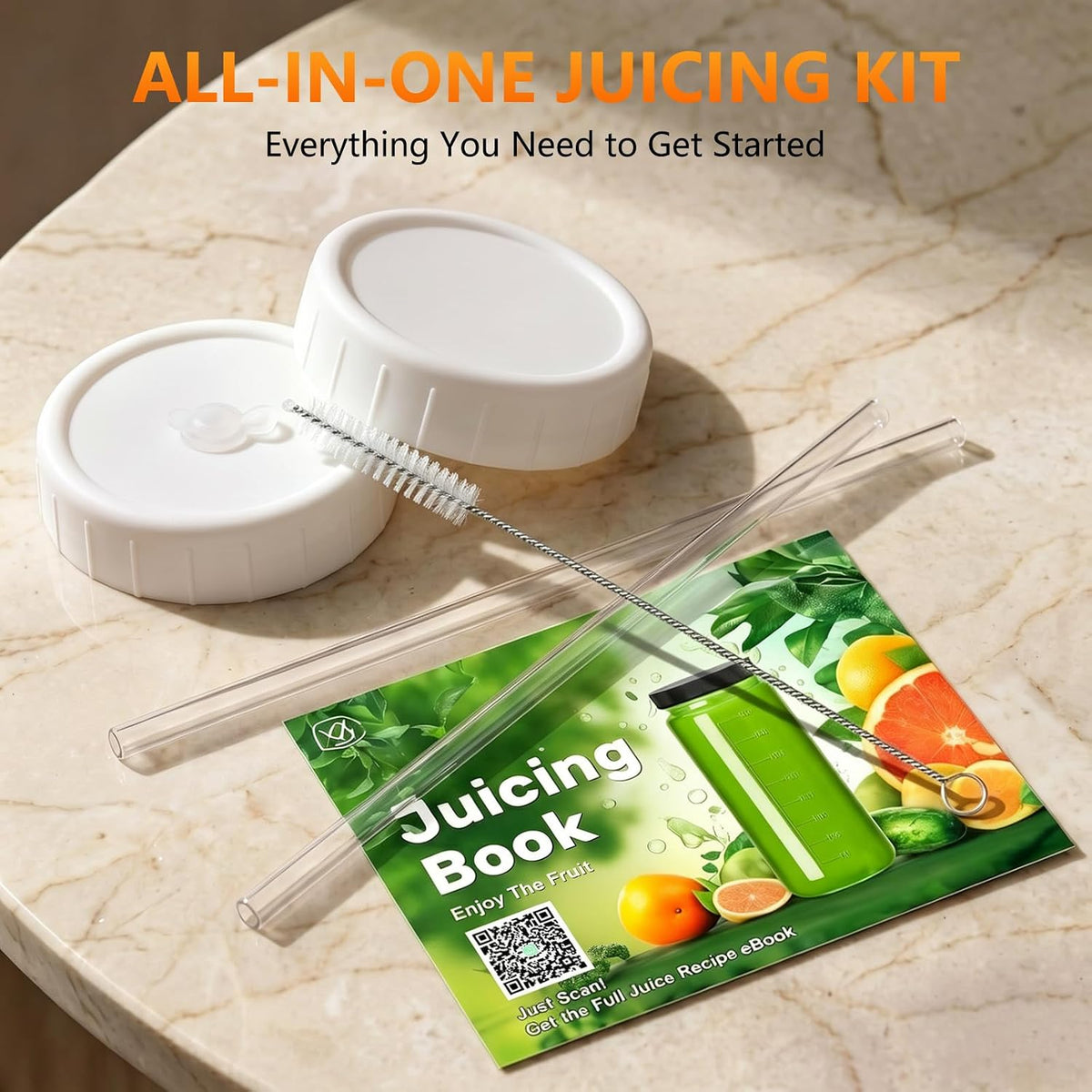 10pack 16oz Glass Juice Bottles with Lids & Straws & Juicing Recipe