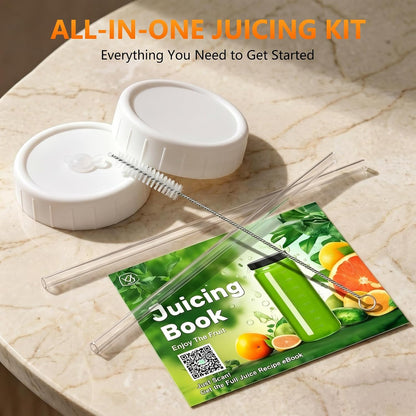 10pack 16oz Glass Juice Bottles with Lids & Straws & Juicing Recipe