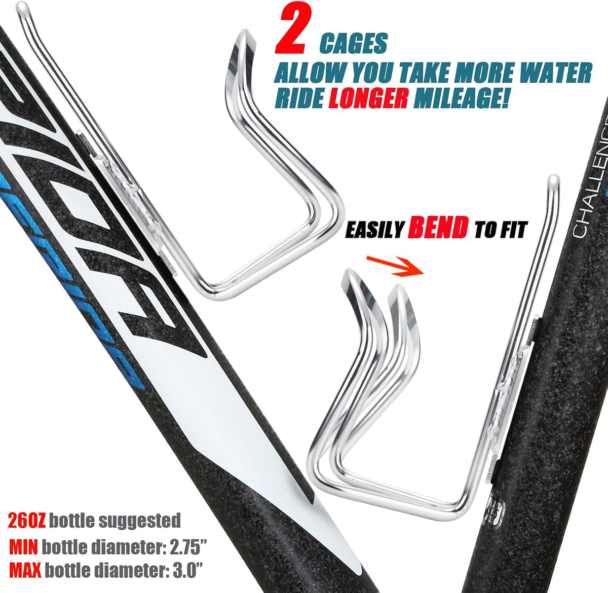 Bike Water Bottle Cage, Alloy Bicycle Holder Bracket