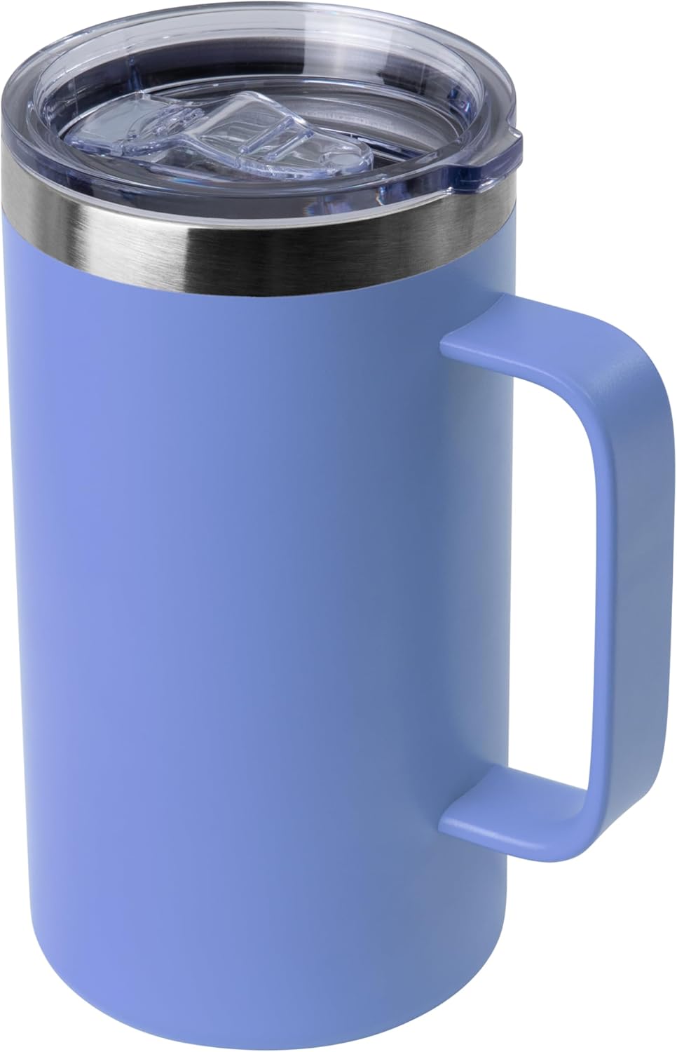 DOMICARE 24oz Mug with Handle and Lid, Stainless Steel Coffee Mug, Reusable Insulated Cup, Travel Mug with Handle, Double Wall Vacuum Coffee Tumbler for Men and Women, White, Pack 1