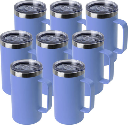 DOMICARE 24oz Mug with Handle and Lid, Stainless Steel Coffee Mug, Reusable Insulated Cup, Travel Mug with Handle, Double Wall Vacuum Coffee Tumbler for Men and Women, White, Pack 1