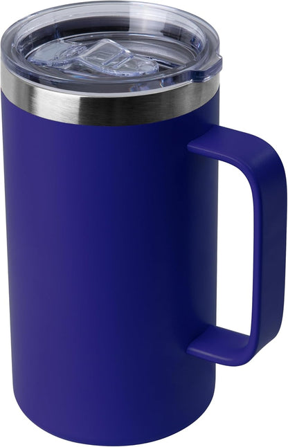 DOMICARE 24oz Mug with Handle and Lid, Stainless Steel Coffee Mug, Reusable Insulated Cup, Travel Mug with Handle, Double Wall Vacuum Coffee Tumbler for Men and Women, White, Pack 1