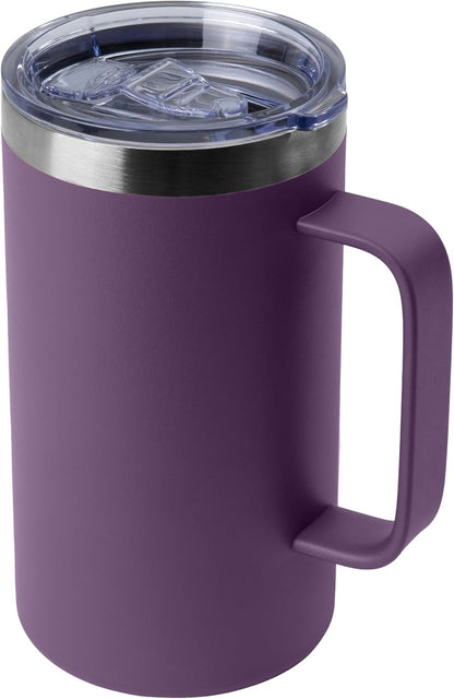 DOMICARE 24oz Mug with Handle and Lid, Stainless Steel Coffee Mug, Reusable Insulated Cup, Travel Mug with Handle, Double Wall Vacuum Coffee Tumbler for Men and Women, White, Pack 1