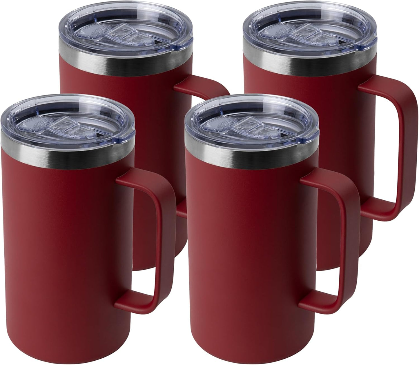 DOMICARE 24oz Mug with Handle and Lid, Stainless Steel Coffee Mug, Reusable Insulated Cup, Travel Mug with Handle, Double Wall Vacuum Coffee Tumbler for Men and Women, White, Pack 1