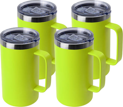 DOMICARE 24oz Mug with Handle and Lid, Stainless Steel Coffee Mug, Reusable Insulated Cup, Travel Mug with Handle, Double Wall Vacuum Coffee Tumbler for Men and Women, White, Pack 1