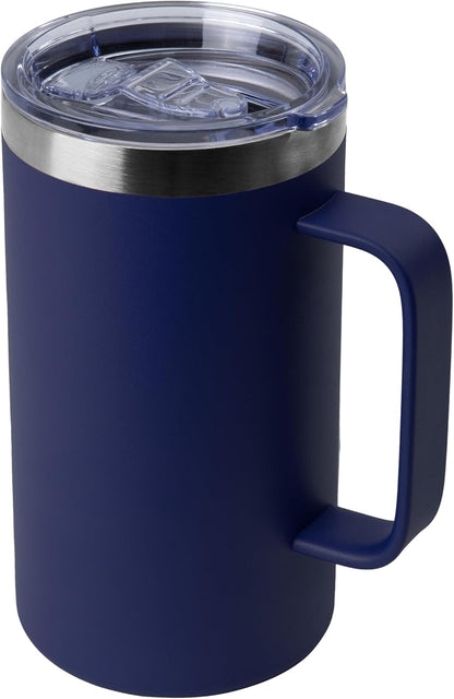 DOMICARE 24oz Mug with Handle and Lid, Stainless Steel Coffee Mug, Reusable Insulated Cup, Travel Mug with Handle, Double Wall Vacuum Coffee Tumbler for Men and Women, White, Pack 1