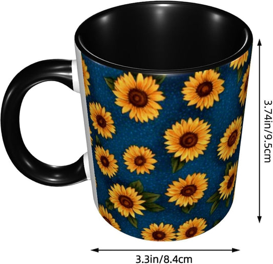Sunflower Coffee Mug Ceramic Tea Cup With Handle Funny Porcelain Mugs for Women Dishwasher Microwave Safe 11oz