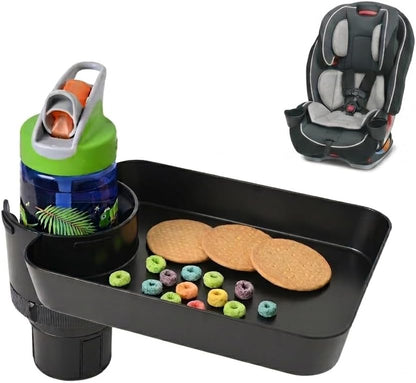 Car Seat Tray, Adjustable Base and Silicone-Supported Anti-Shake Cup Holder, Car Seat Tray for Kids Travel, Car Seat Snack Tray, Car Tray for Toddler, Family Road Trip Essentials for Kids
