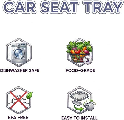 Car Seat Tray, Adjustable Base and Silicone-Supported Anti-Shake Cup Holder, Car Seat Tray for Kids Travel, Car Seat Snack Tray, Car Tray for Toddler, Family Road Trip Essentials for Kids