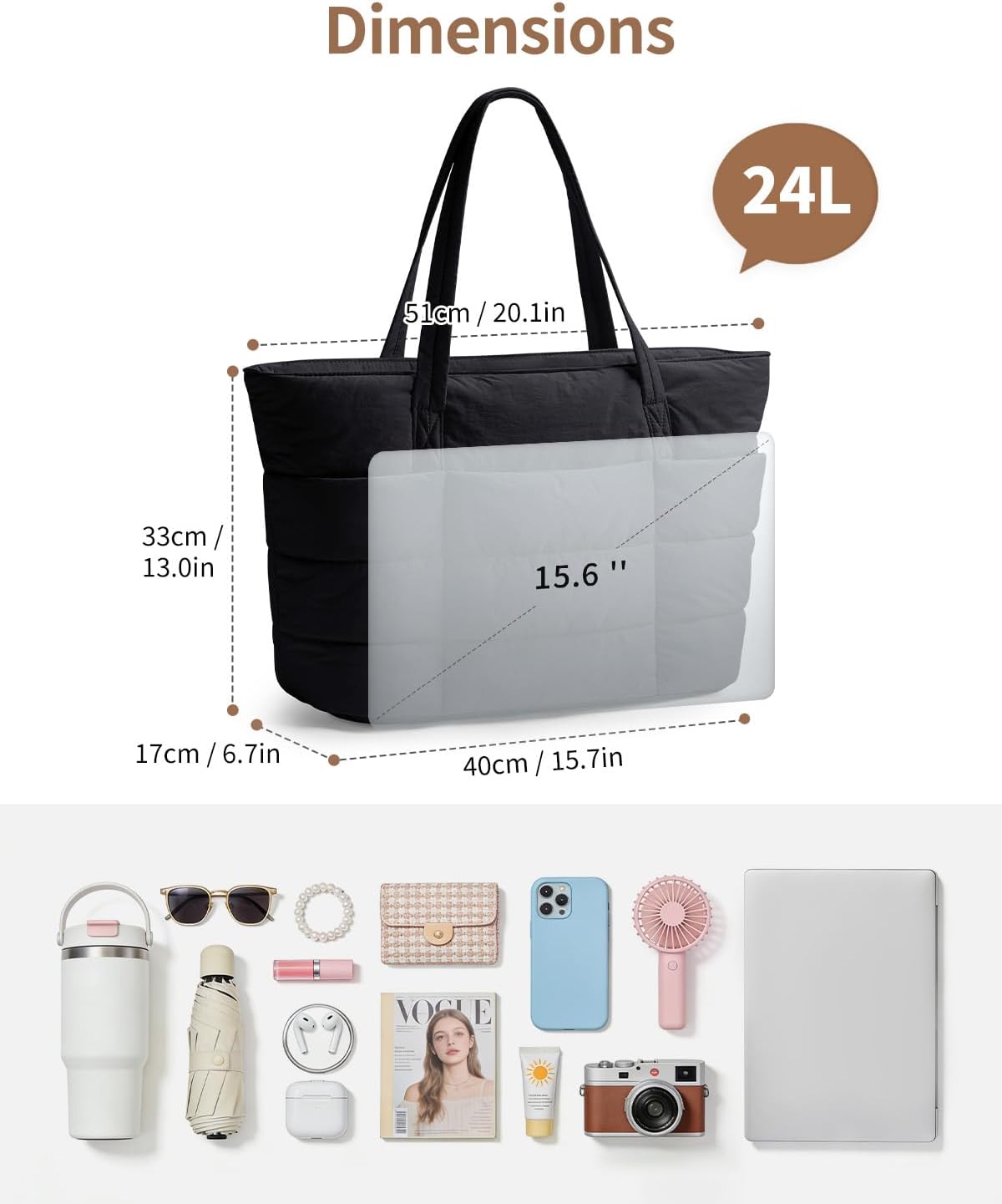 Nylon Puffer Tote Bag for Women, Puffy Work Nurse Teacher Tote Bag, Quilted Shoulder Bag for Travel, Gym, Gifts