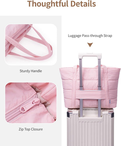Nylon Puffer Tote Bag for Women, Puffy Work Nurse Teacher Tote Bag, Quilted Shoulder Bag for Travel, Gym, Gifts