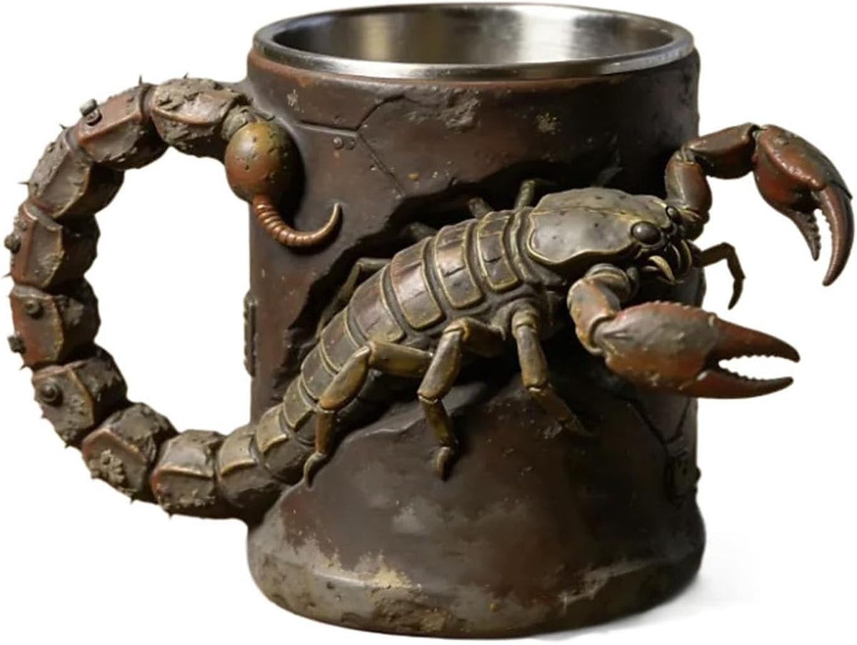Scorpion Coffee Mug, 3.6in Resin Outer 304 Stainless Steel Liner Large Drinking Cup with Ergonomic Handle, Halloween Office Tea Tumbler, Pack of 1