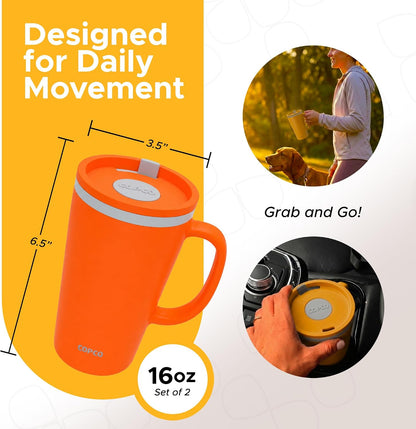 Cone Desk Mugs, 16 Oz - Orange & Mustard, Set of 2