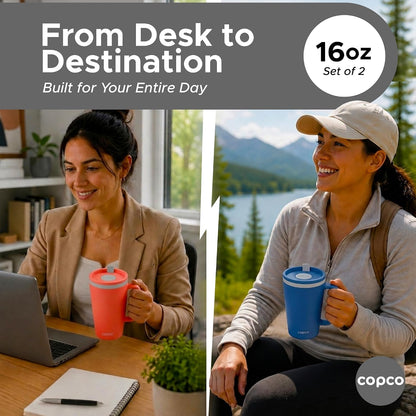 Cone Desk Mugs, 16 Oz - Orange & Mustard, Set of 2