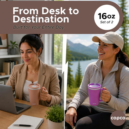 Cone Desk Mugs, 16 Oz - Orange & Mustard, Set of 2