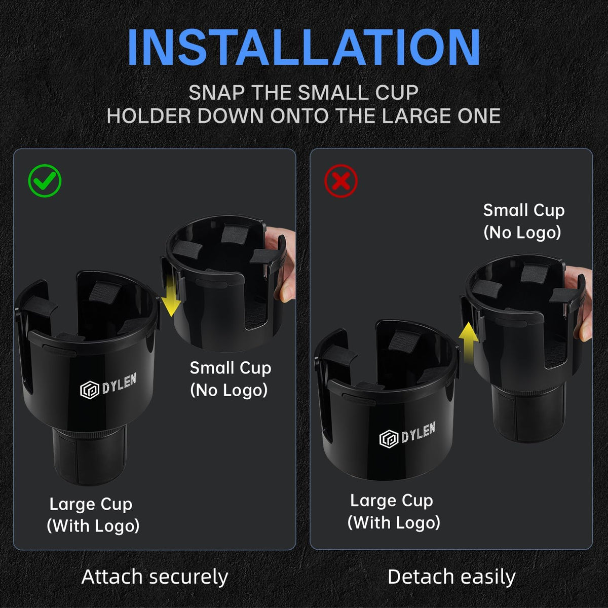 Car Cup Holder Expander, 2 in 1 Cup Holder Adpater Extenter for Car