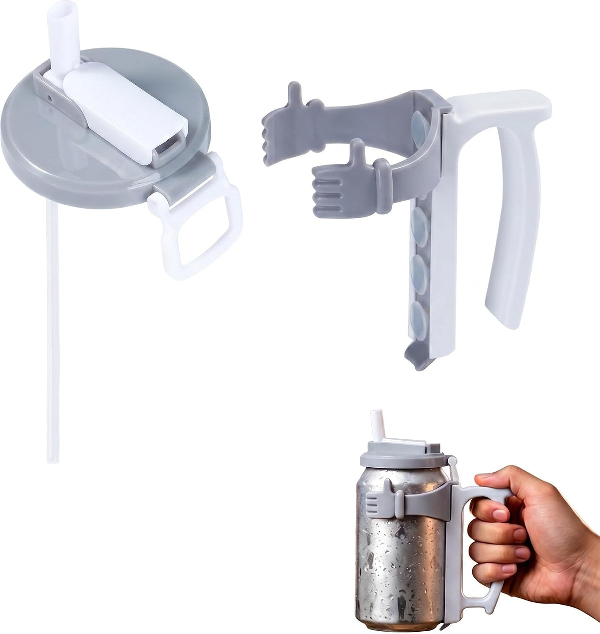 Soda Can Lids and Holders Soda Can Lids with Straw, Can Holder with Handle for Soda Beer,Free Easy to Hold Drink