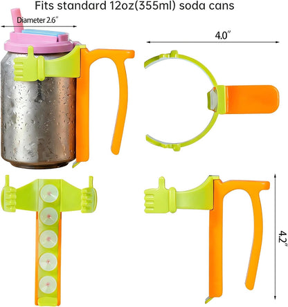 Soda Can Lids and Holders Soda Can Lids with Straw, Can Holder with Handle for Soda Beer,Free Easy to Hold Drink