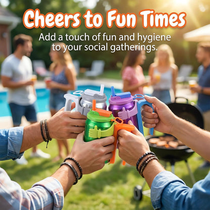 Soda Can Lids and Holders Soda Can Lids with Straw, Can Holder with Handle for Soda Beer,Free Easy to Hold Drink