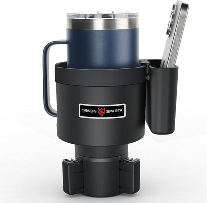 Cup Holder Expander with Phone Holder & Cable Access, 3-in-1 Car Organizer, Side Storage Box for Phone/Cards, Compatible with Yeti, Owala, Hydro Flasks & Large Bottles Mugs in 3.5"-4.0"