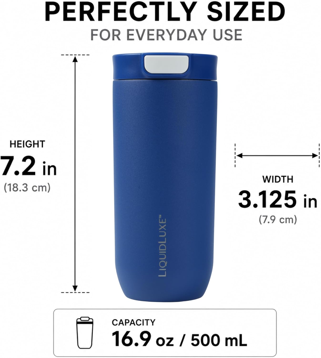 THE CLASSIC Vacuum Insulated Stainless Steel Travel Mug, Leakproof Locking Lid, Double-Wall Insulation, BPA-Free Coffee Mug for Hot & Cold Drinks, 500 mL (Matte Black)