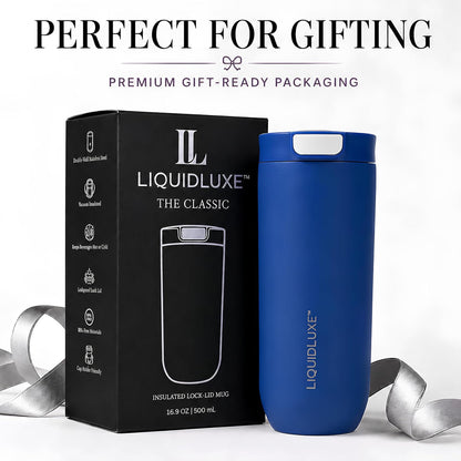 THE CLASSIC Vacuum Insulated Stainless Steel Travel Mug, Leakproof Locking Lid, Double-Wall Insulation, BPA-Free Coffee Mug for Hot & Cold Drinks, 500 mL (Matte Black)