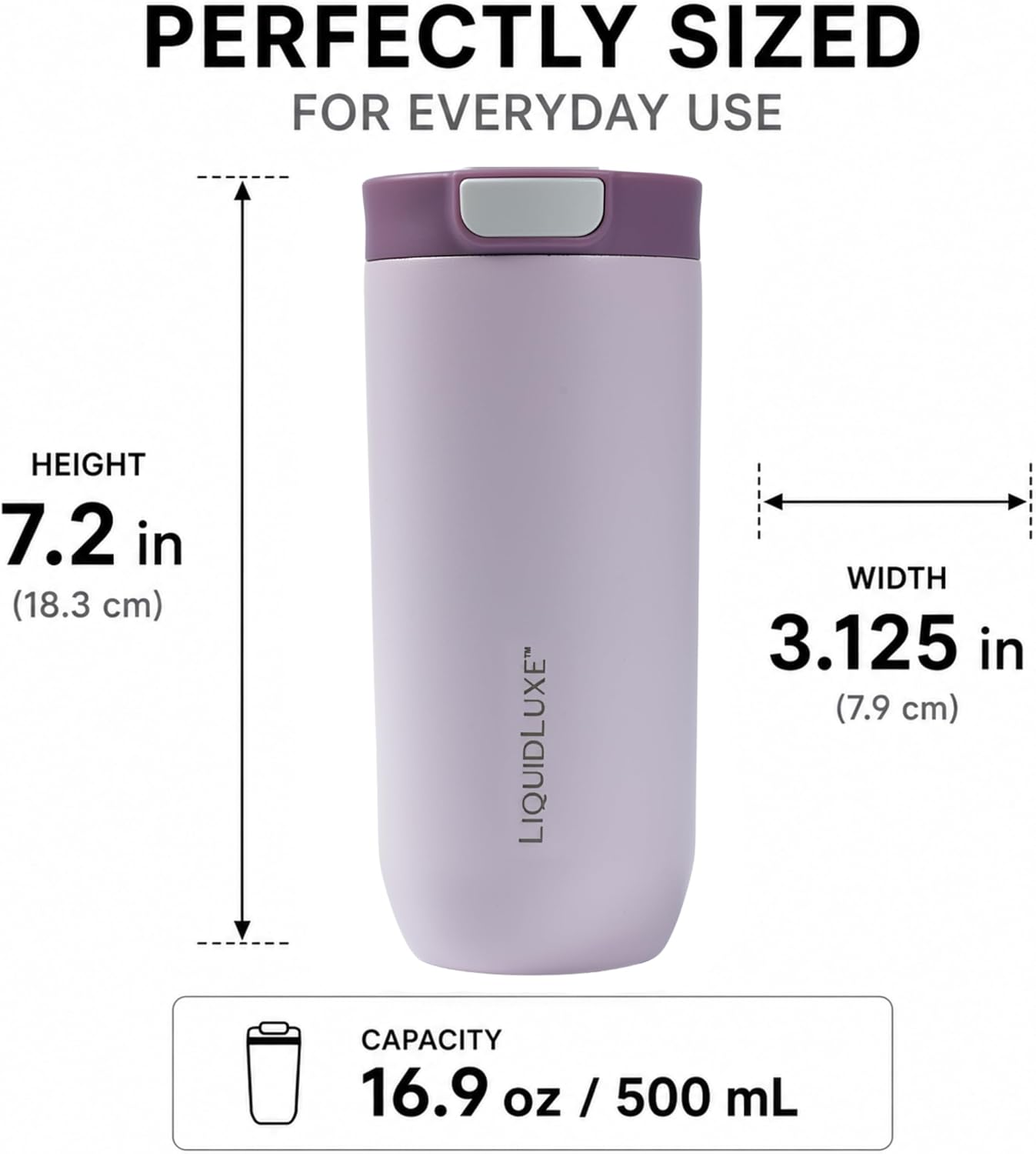 THE CLASSIC Vacuum Insulated Stainless Steel Travel Mug, Leakproof Locking Lid, Double-Wall Insulation, BPA-Free Coffee Mug for Hot & Cold Drinks, 500 mL (Matte Black)