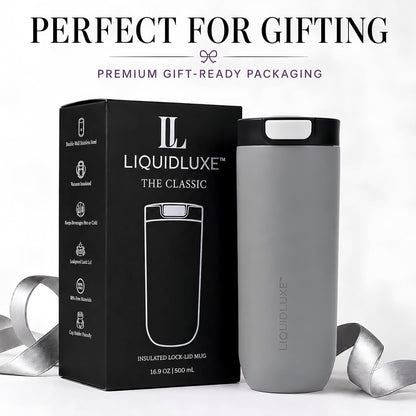 THE CLASSIC Vacuum Insulated Stainless Steel Travel Mug, Leakproof Locking Lid, Double-Wall Insulation, BPA-Free Coffee Mug for Hot & Cold Drinks, 500 mL (Matte Black)