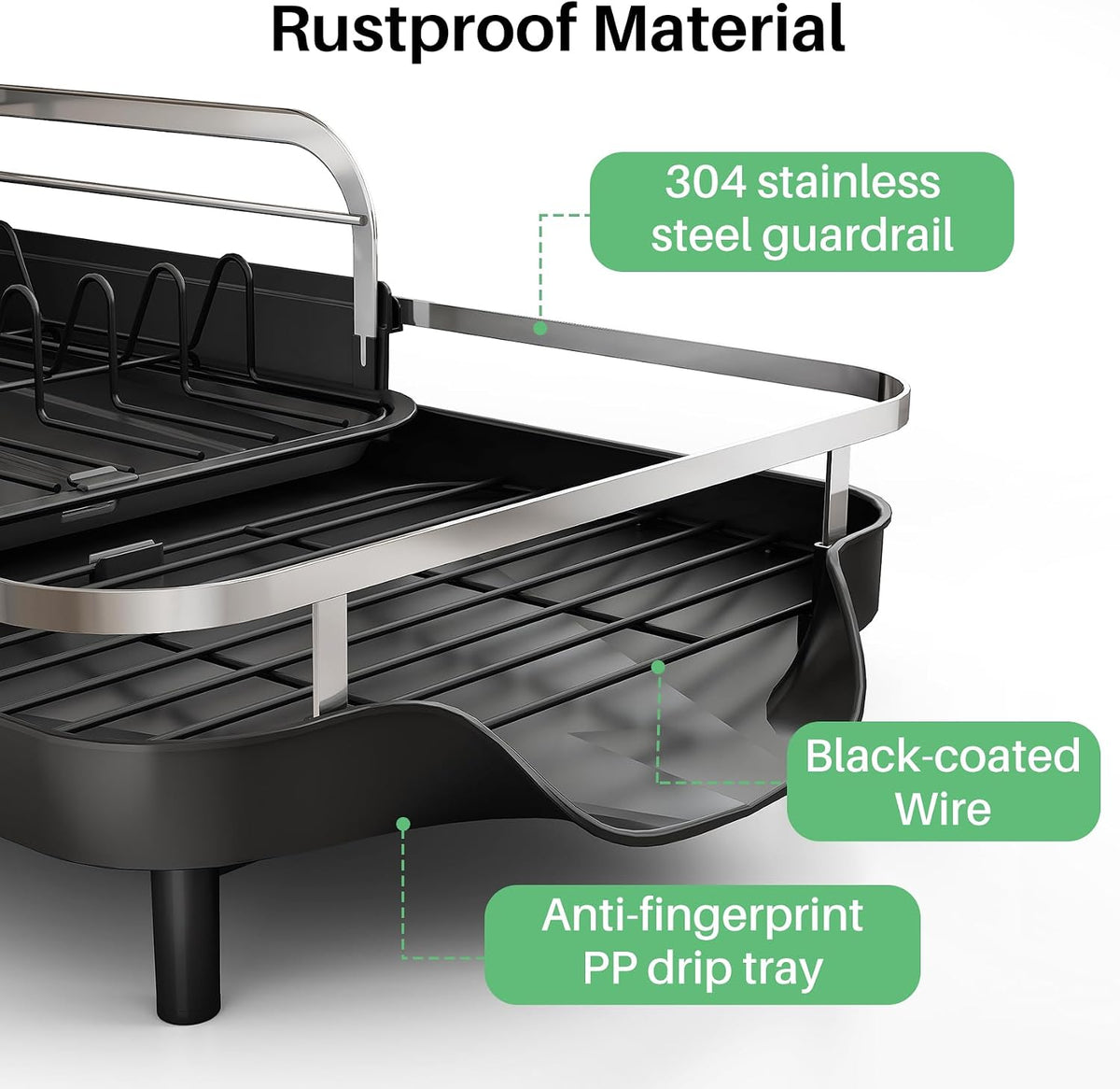 Expandable Dish Drying Rack for Small Kitchen Counter, Black